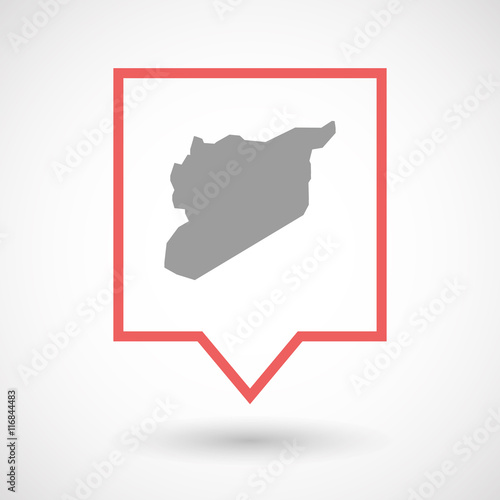 Isolated line art tooltip icon with  the map of Syria