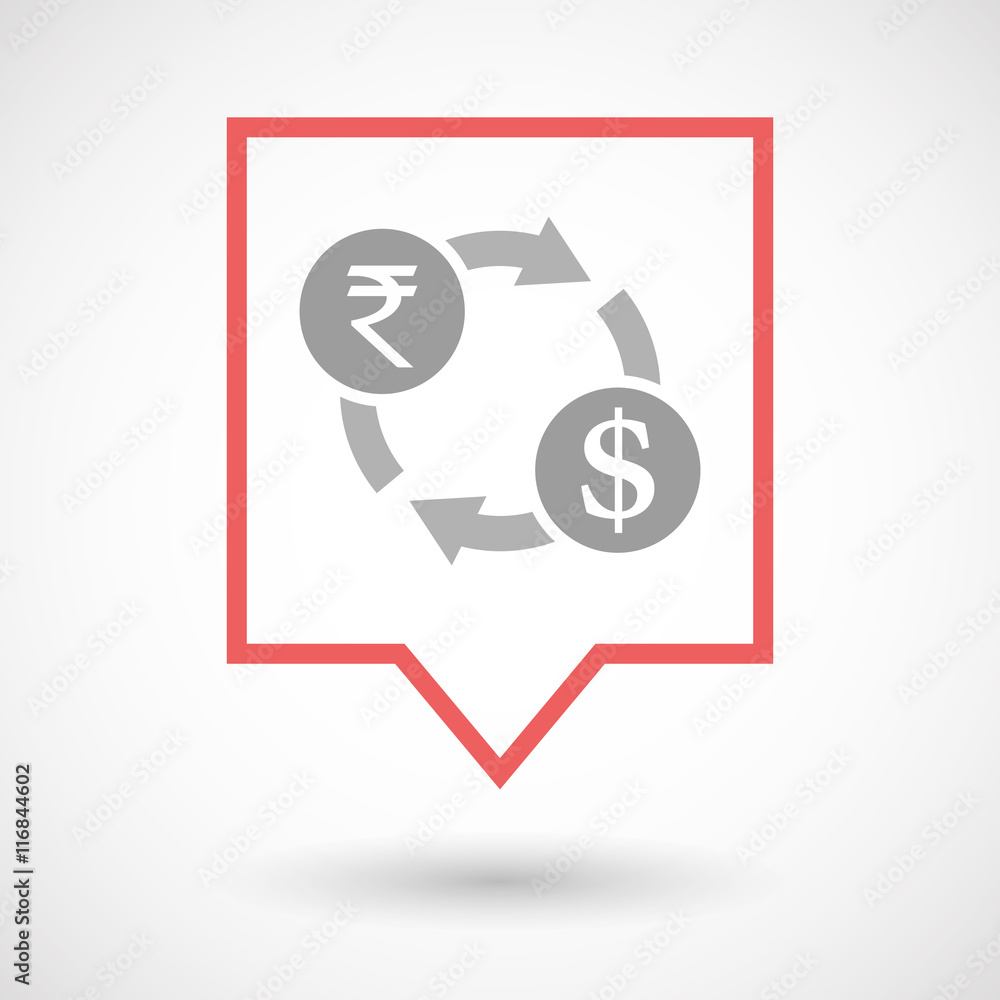 Isolated line art tooltip icon with a rupee and dollar exchange Isolated line art tooltip icon with a rupee and dollar exchange