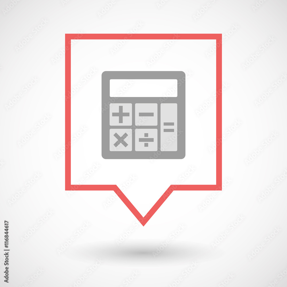 Isolated line art tooltip icon with a calculator Isolated line art tooltip icon with a calculator