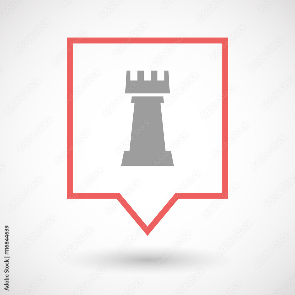 Isolated line art tooltip icon with a  rook   chess figure