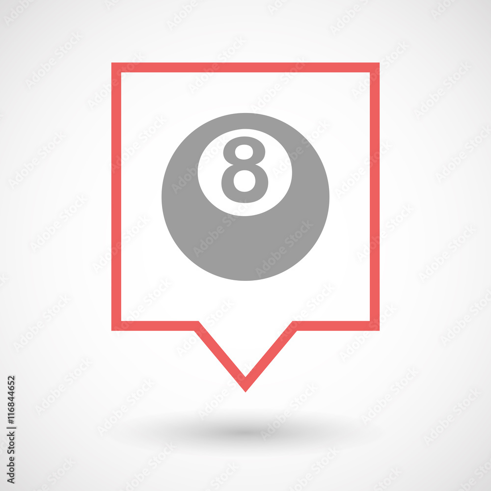 Isolated line art tooltip icon with a pool ball Isolated line art tooltip icon with a pool ball