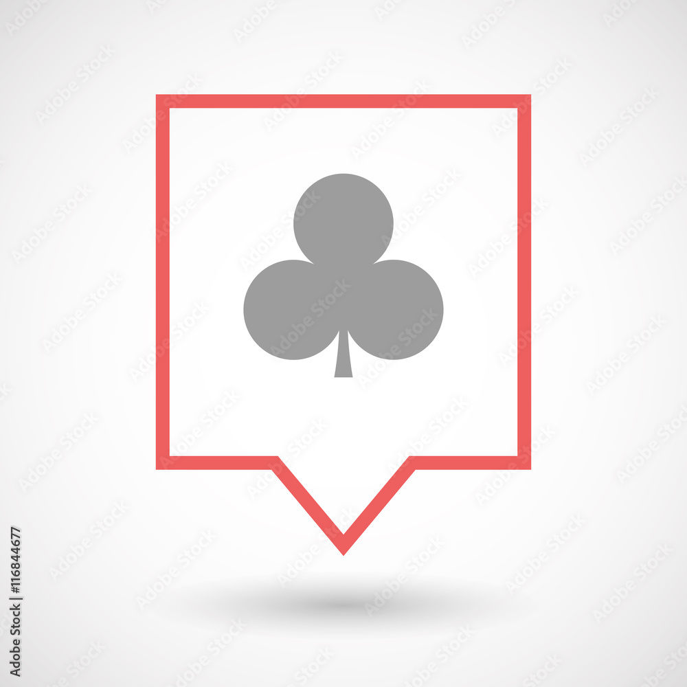 Isolated line art tooltip icon with the Club poker playing ca Isolated line art tooltip icon with the Club poker playing ca