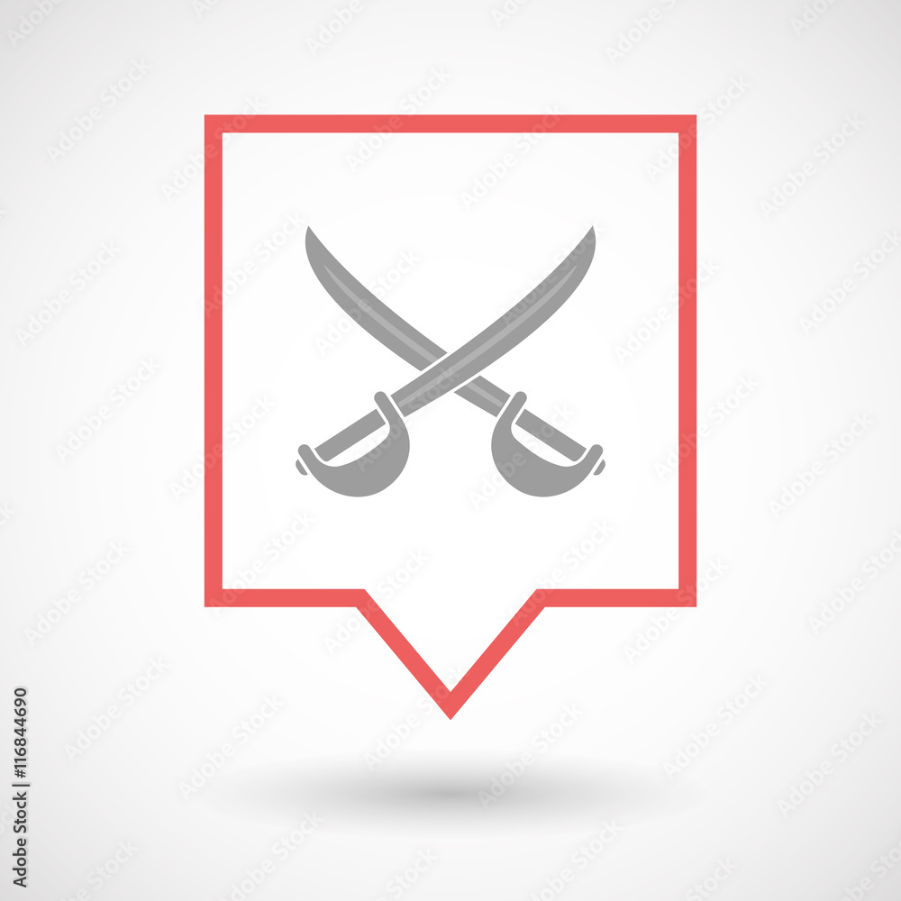 Isolated line art tooltip icon with  two swords crossed