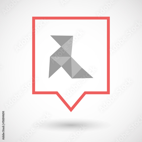 Isolated line art tooltip icon with  a paper bird