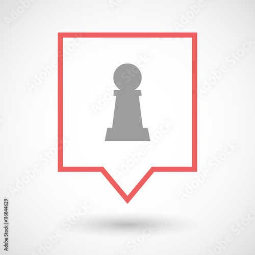 Isolated line art tooltip icon with a  pawn chess figure
