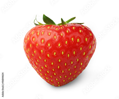 Fresh ripe strawberry closeup isolated on white background