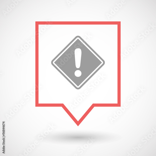 Isolated line art tooltip icon with   a warning road sign