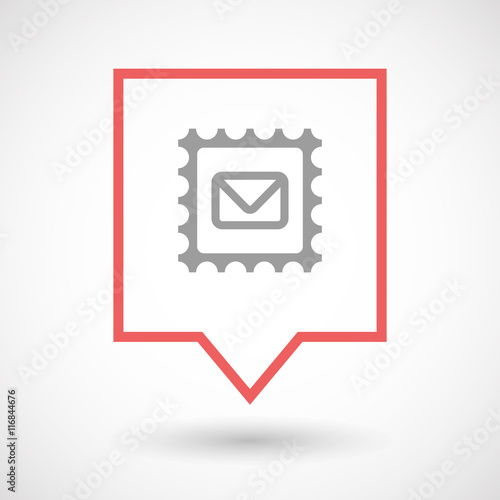 Isolated line art tooltip icon with  a mail stamp sign