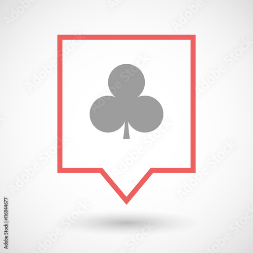Isolated line art tooltip icon with  the  Club  poker playing ca