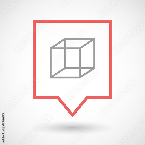 Isolated line art tooltip icon with  a cube sign