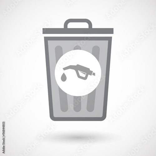 Isolated trash can icon with  a gas hose icon