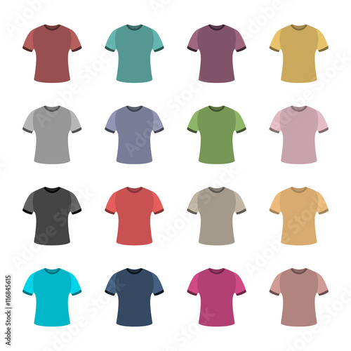 Set of colored t-shirts, vector illustration.