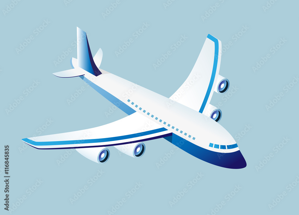 Isometric High Quality City Element with 45 Degrees Shadows. Airplane. Isometric High Quality City Element with 45 Degrees Shadows. Airplane.