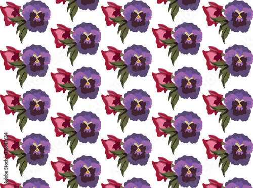 Fototapeta Naklejka Na Ścianę i Meble -  Vintage colorful flowers patternVector. Vector Traditional Retro style geranium flowers. Vector illustration