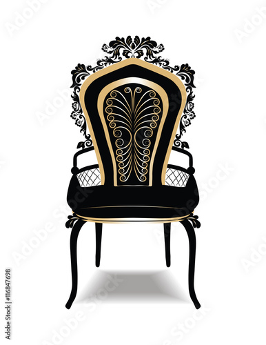 Vintage Baroque Golden Chair Furniture. Vector sketch
