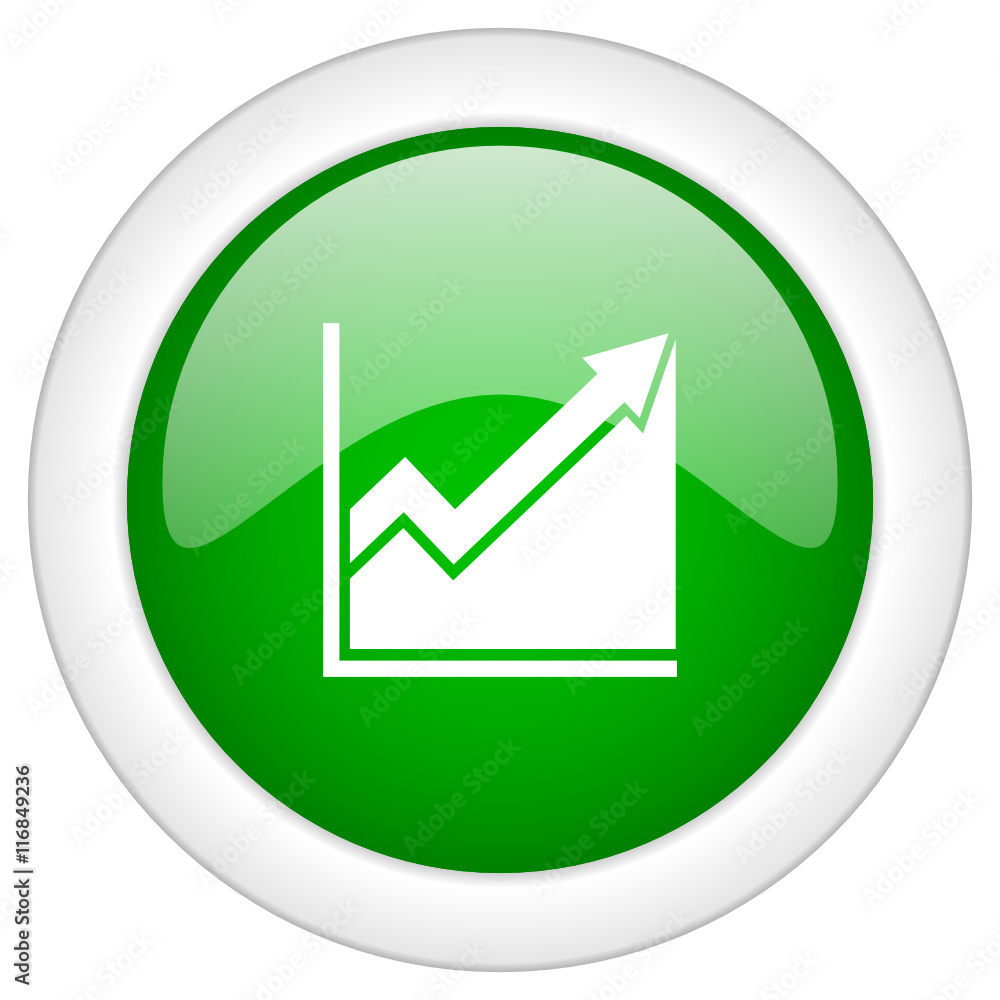 Green glossy round web chart vector icon Green glossy round web chart vector icon