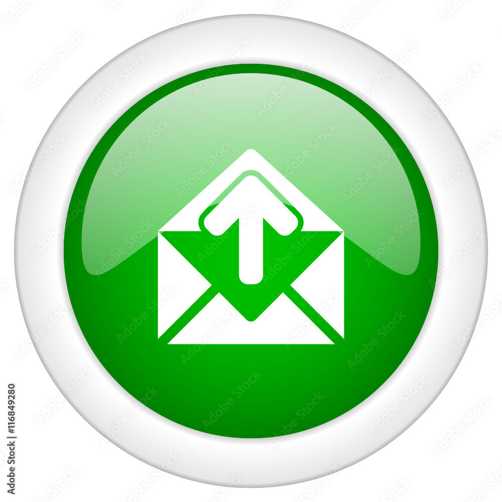 Green glossy round mail vector icon Green glossy round mail vector icon