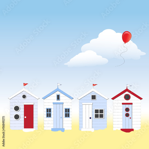 Traditional British beach huts