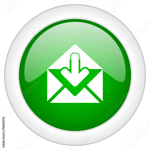 Free Download Green glossy round mail  vector icon - GFXLoad