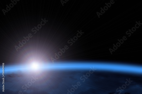 Fototapeta Naklejka Na Ścianę i Meble -  Planet and Sun on a dark space background. 