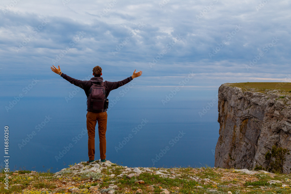 Man on top of mountain. Conceptual design. Man on top of mountain. Conceptual design.
