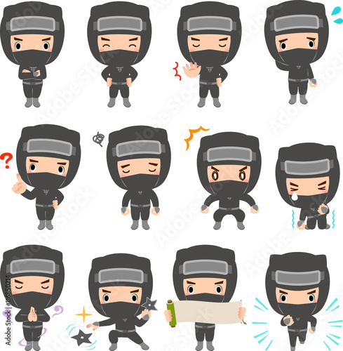 忍者のキャラクターのイラストセット
