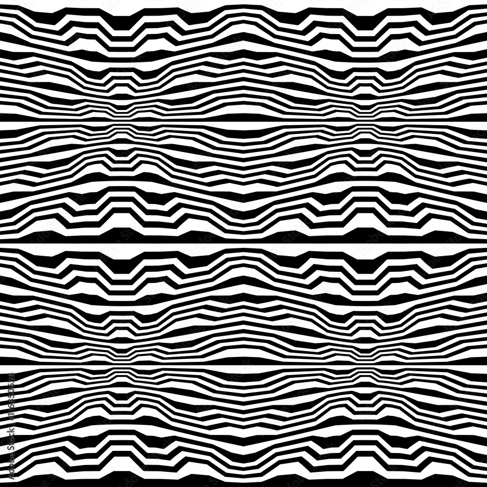 Vector hipster abstract geometry trippy pattern with stripes , black and white seamless geometric background, subtle pillow and bad sheet print, creative art deco, modern fashion design Vector hipster abstract geometry trippy pattern with stripes , black and white seamless geometric background, subtle pillow and bad sheet print, creative art deco, modern fashion design