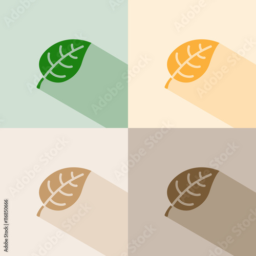 Icono de una hoja sobre fondos de colores