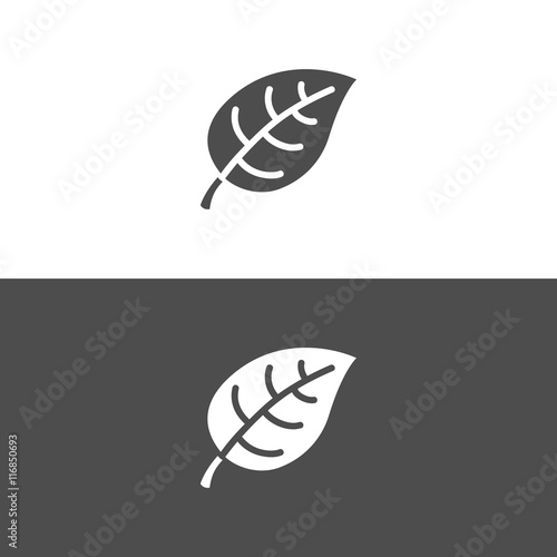 Icono de una hoja sobre fondos blanco y negro