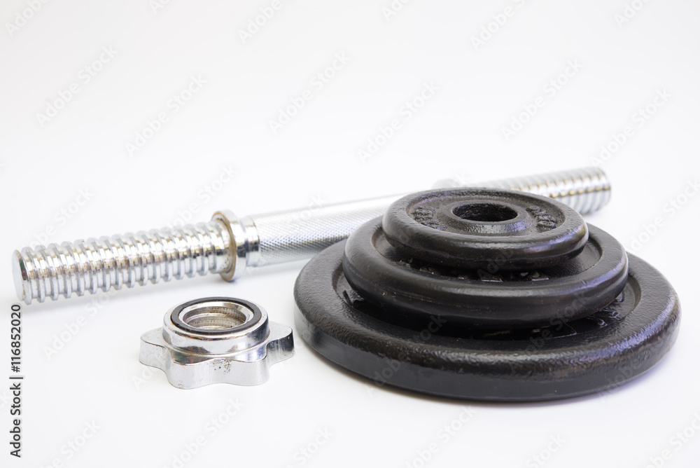 big chrome metal dumbell with disks big chrome metal dumbell with disks