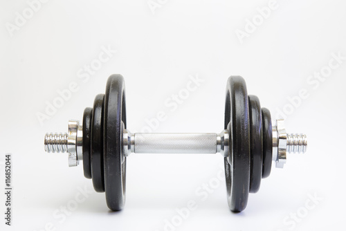 big chrome metal dumbell with disks