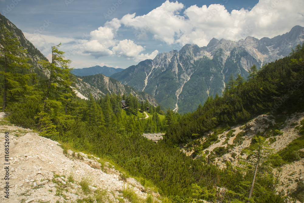 Mountain pass Vrsic near Kranjska gora in Slovenia