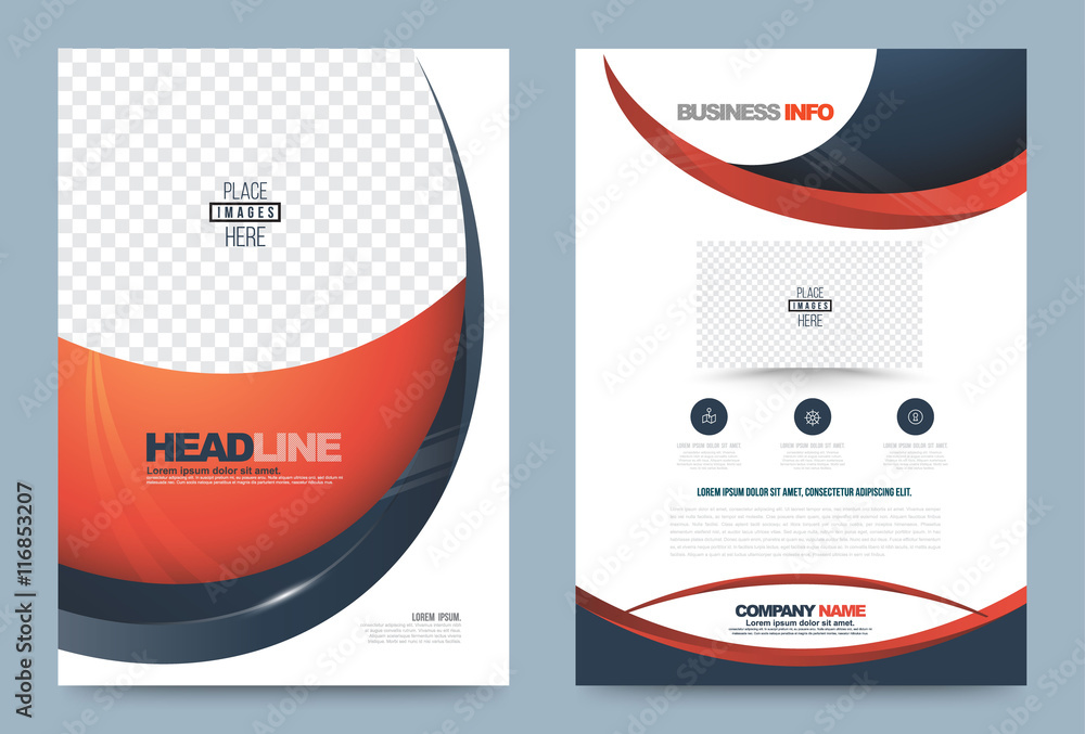 Annual report brochure flyer design template vector curve style ...