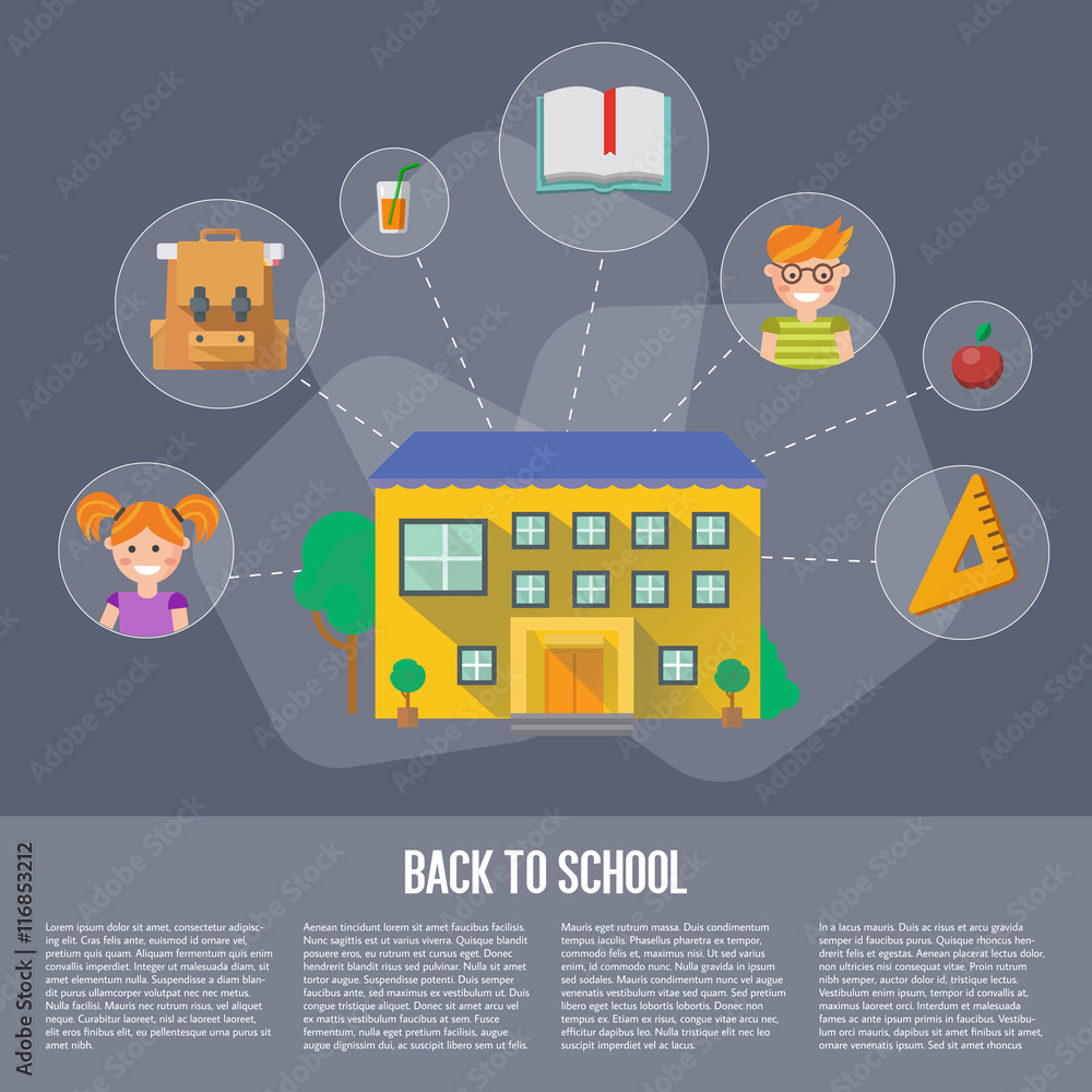 Back to school infographics concept icons flat design vector illustration. Concept icons of education and learning. Knowledge sign. Back to school infographics concept icons flat design vector illustration. Concept icons of education and learning. Knowledge sign.