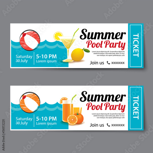 summer pool party ticket template