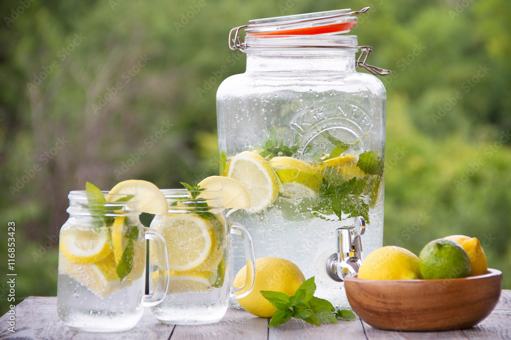 Fresh homemade lemonade with ice Fresh homemade lemonade with ice