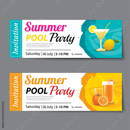 summer pool party ticket template