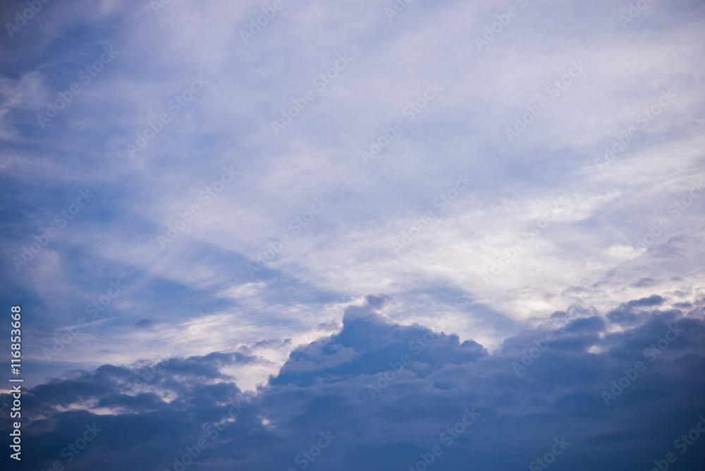 Beautiful blue sky with white clouds and sunlight Beautiful blue sky with white clouds and sunlight