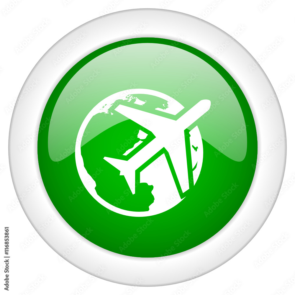 Green glossy round web travel vector icon Green glossy round web travel vector icon