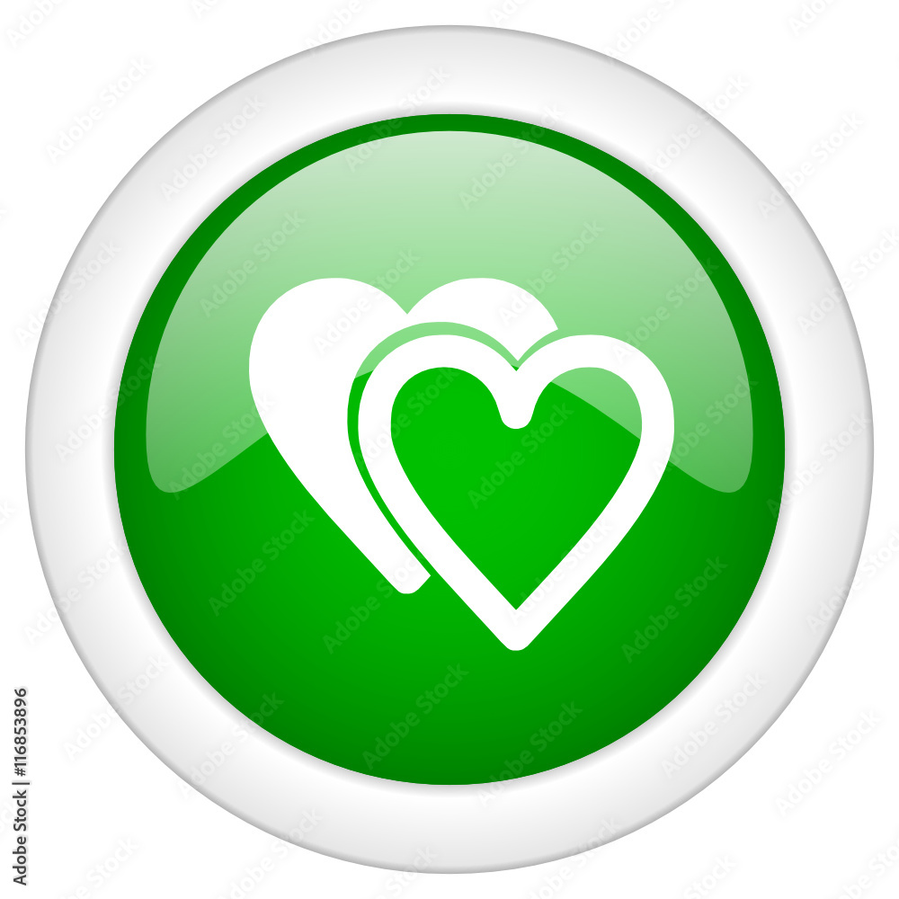 Green glossy round vector heart web icon Green glossy round vector heart web icon