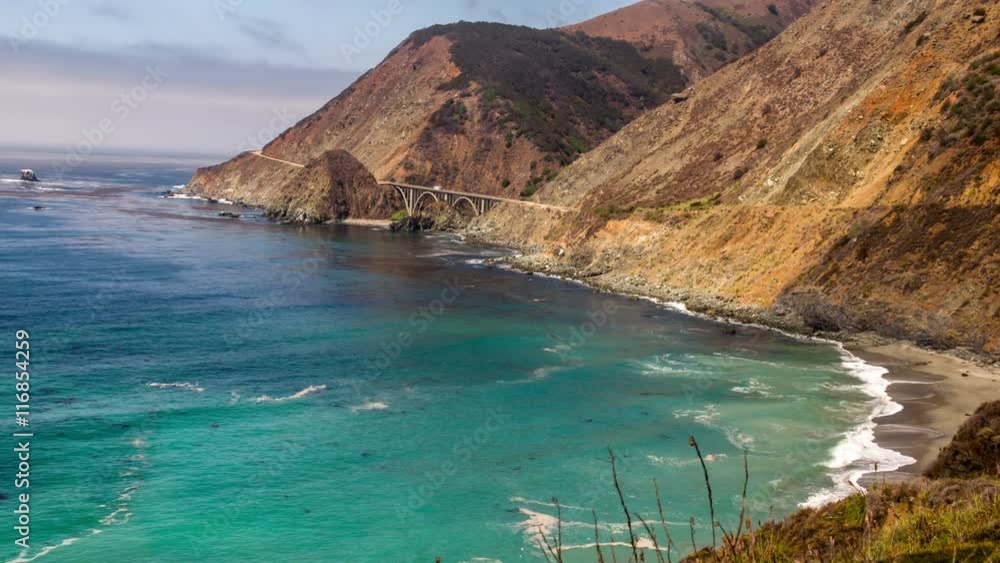 Vivid blue ocean and rugged cliffs of Big Sur in Central California. Vivid blue ocean and rugged cliffs of Big Sur in Central California.