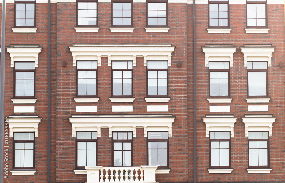 Fototapeta premium Town house in a flat style with square windows