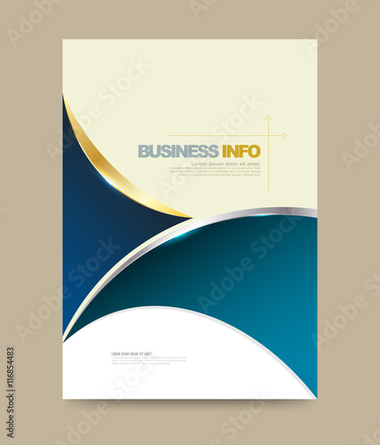 Annual report brochure flyer design template vector curve style, Leaflet cover presentation abstract technology background, layout in A4 size. Vector illustration.