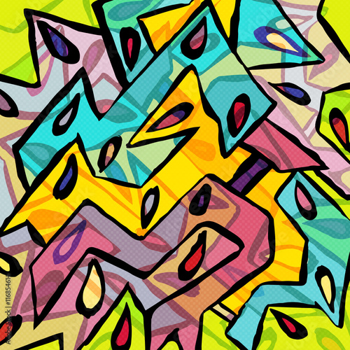 abstract geometric objects graffiti grunge effect