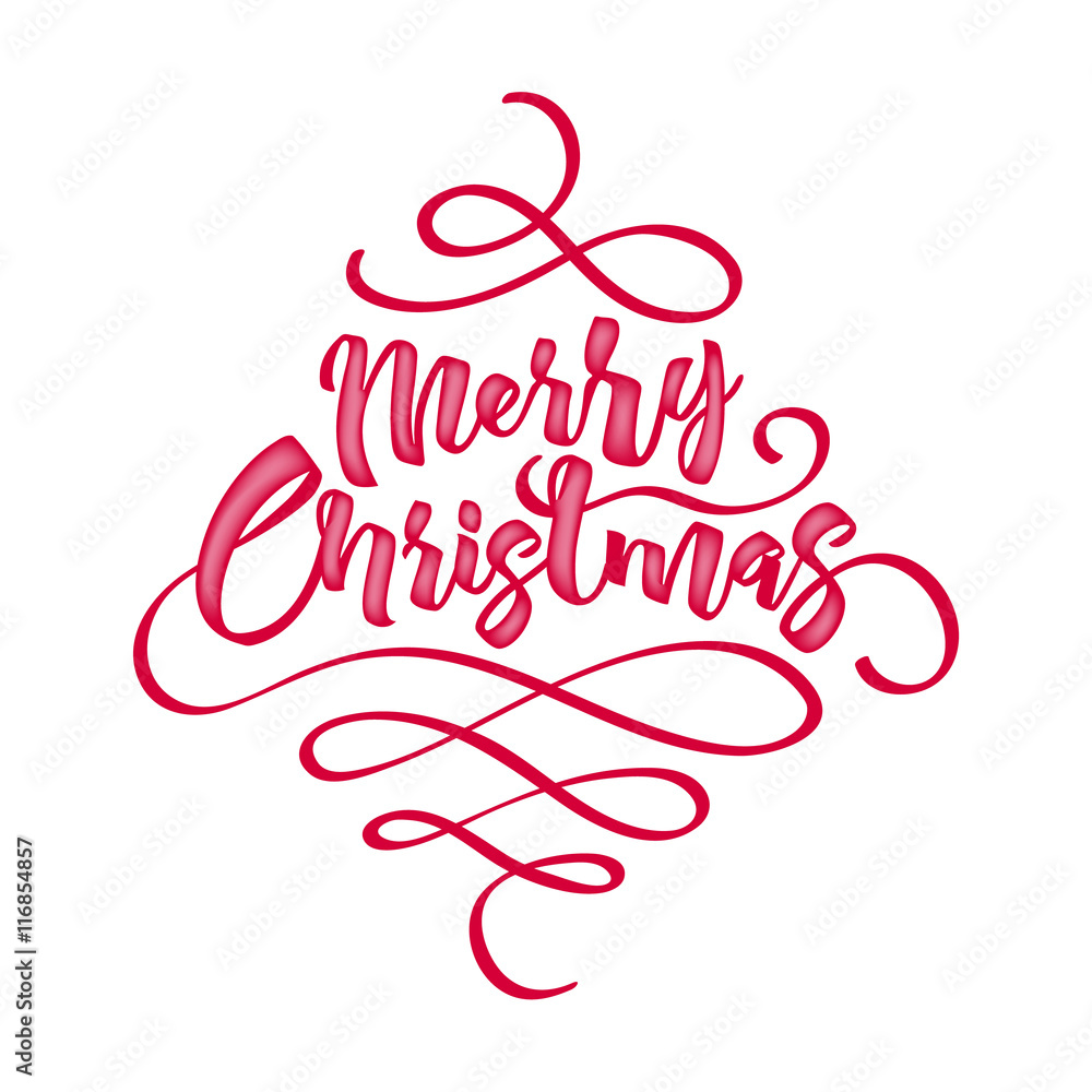 Merry Christmas greeting text vector illustration.