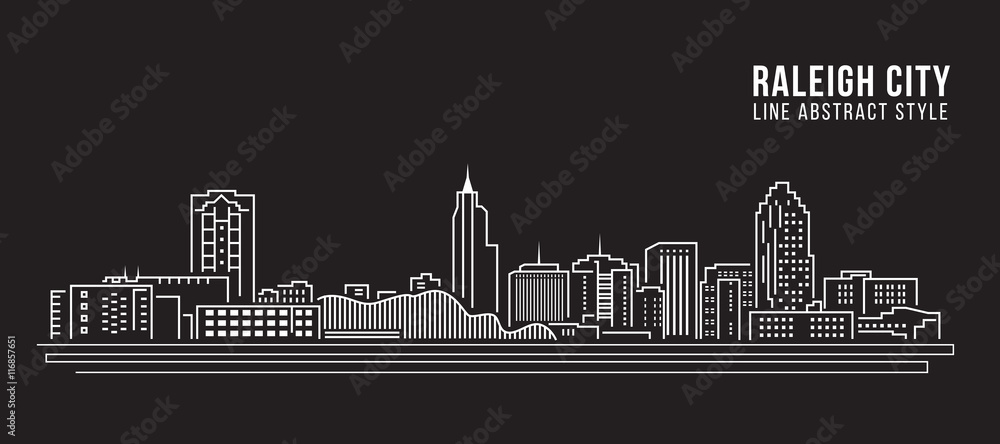 Fototapeta Cityscape Building Linia sztuki Wektor ilustracja projektu - Raleigh City