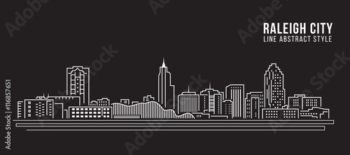 Cityscape Building Line art Vector Illustration design - Raleigh City