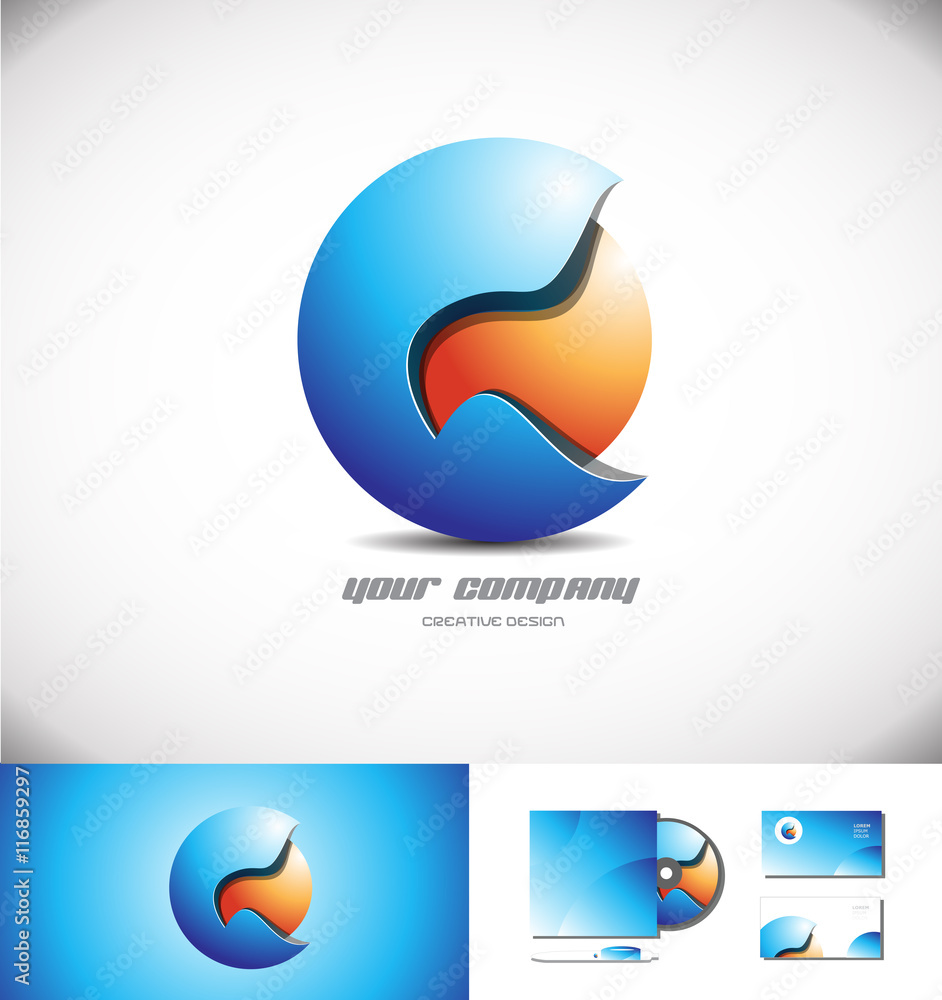 Blue orange 3d sphere logo icon design Blue orange 3d sphere logo icon design