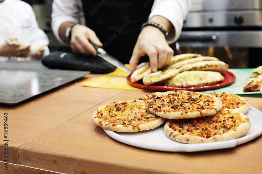 Pizza on the counter Pizza on the counter