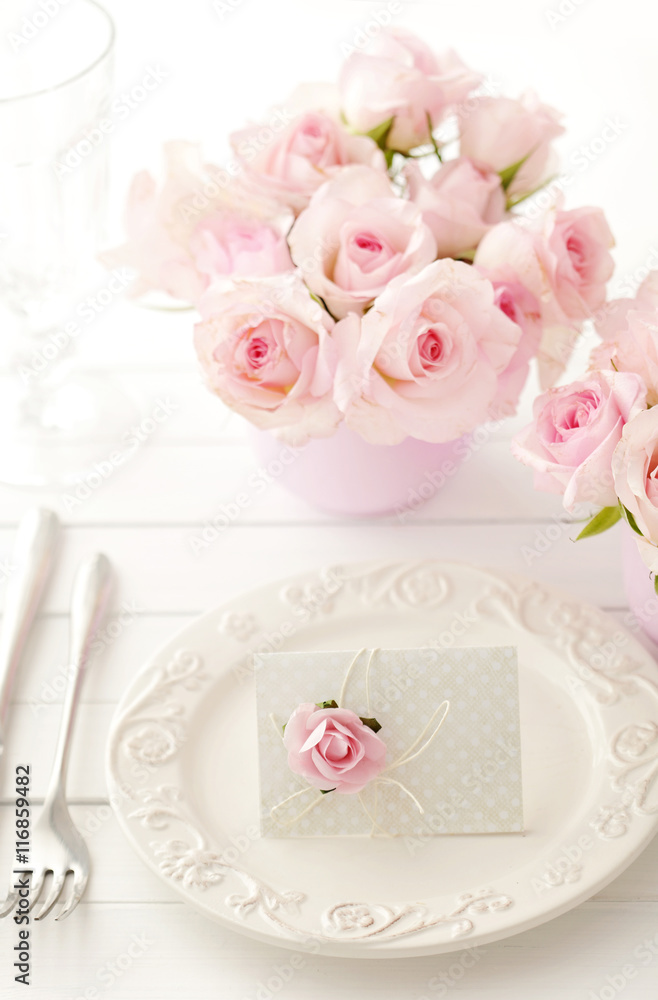 wedding invitation. name card on wedding table